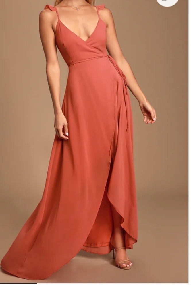 Lulus Here's to Us Rose High-Low Wrap Dress